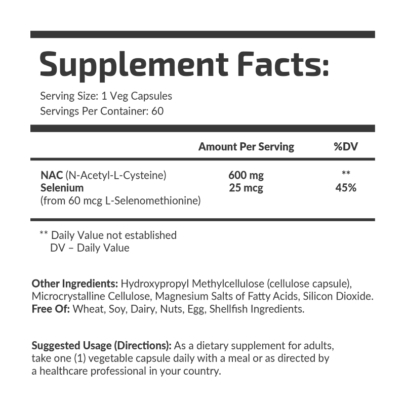 NAC + SELENIUM 600 MG, 60 VEG KAPS - Image 2